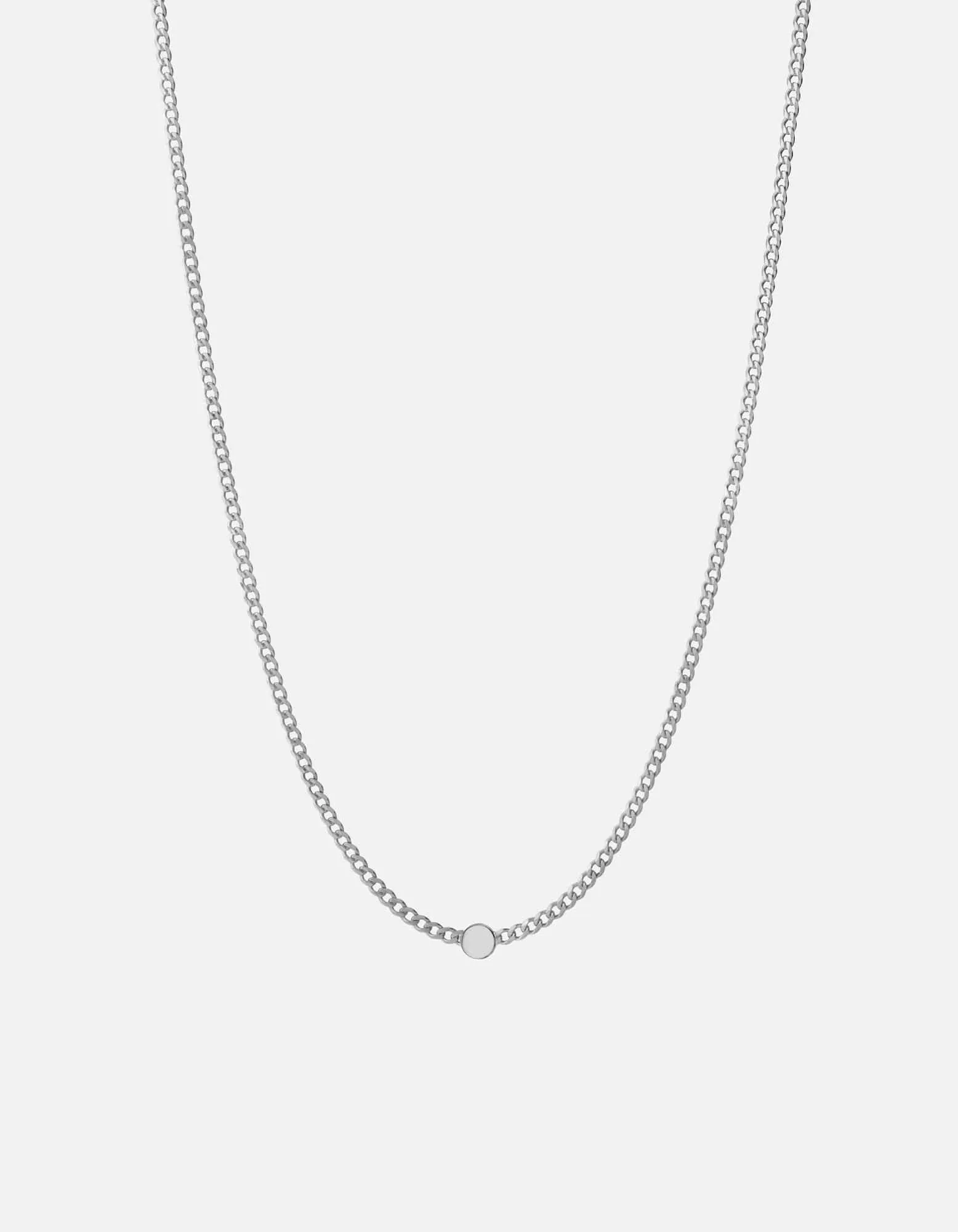 Eye of Time Type Chain Necklace, Sterling Silver/Blue