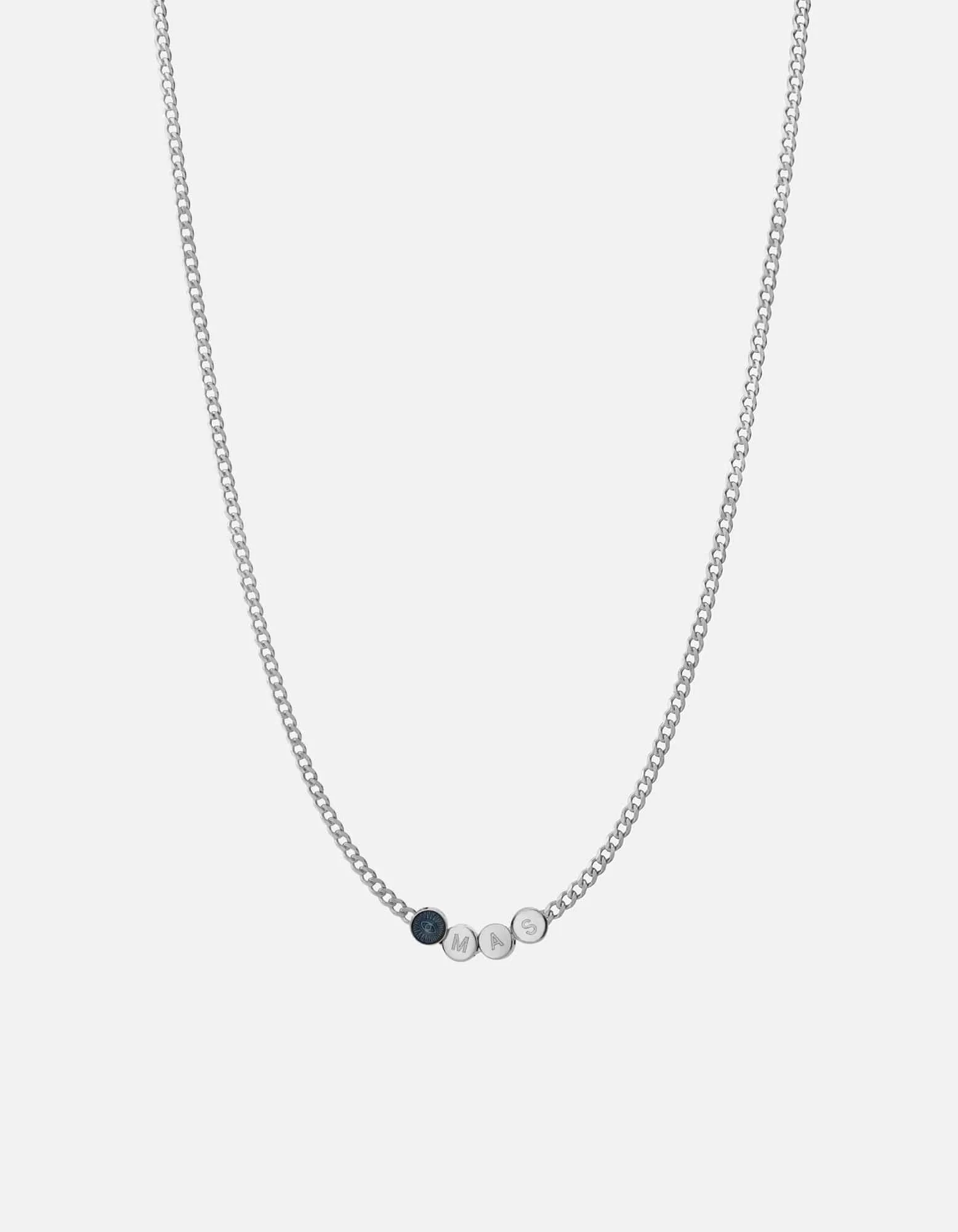 Eye of Time Type Chain Necklace, Sterling Silver/Blue