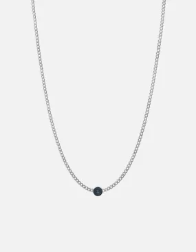 Eye of Time Type Chain Necklace, Sterling Silver/Blue