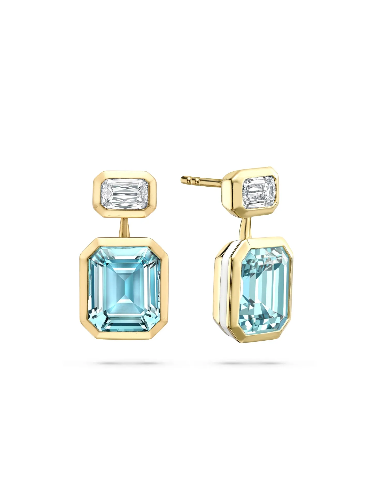 Florentine Aquamarine Yellow Gold Earrings