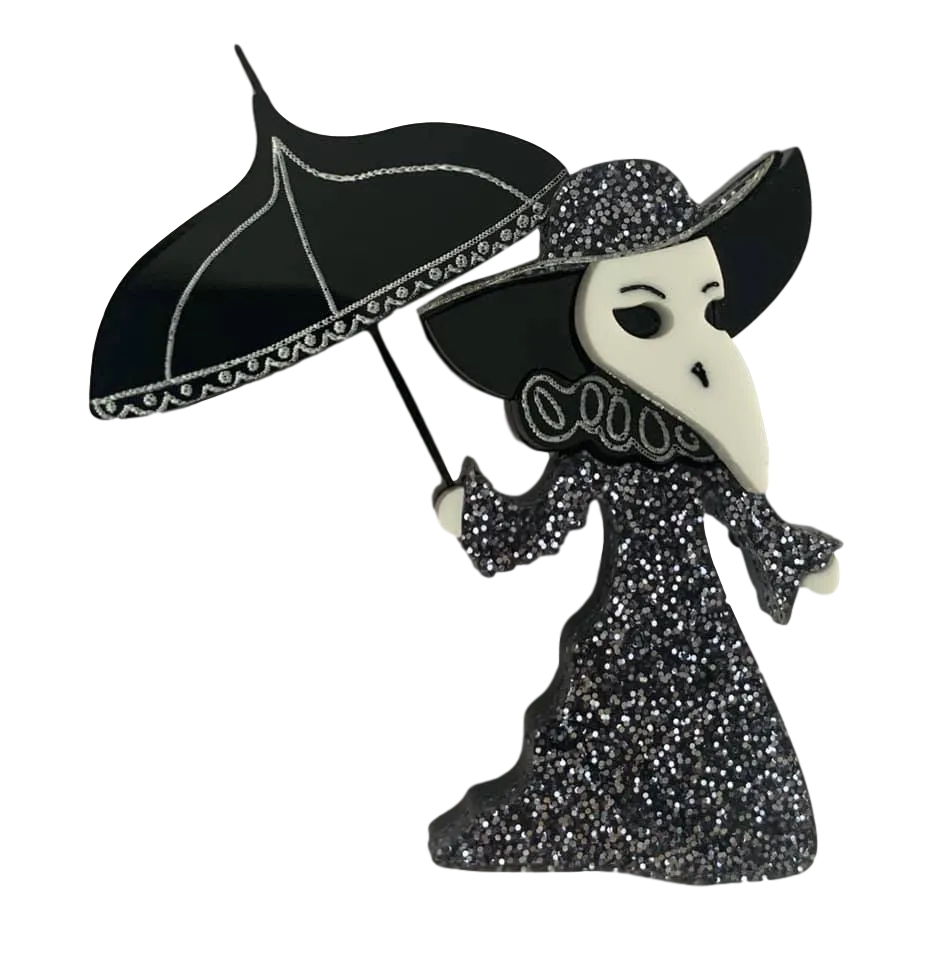 Glitter - Elegant female plague doctor - Brooch