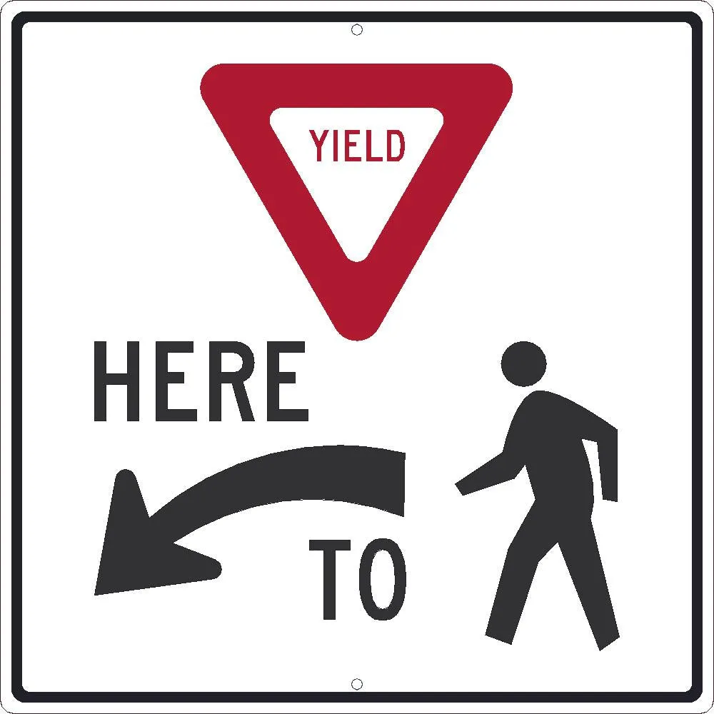 (Graphic Yield) Here (Arrow Symbol) To (Graphic Pedestrian), 24X24, .080 Egp Ref Alum - TM519J