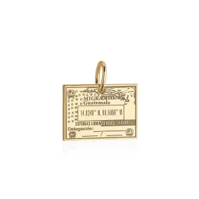 Guatemala Passport Stamp Charm Solid Gold