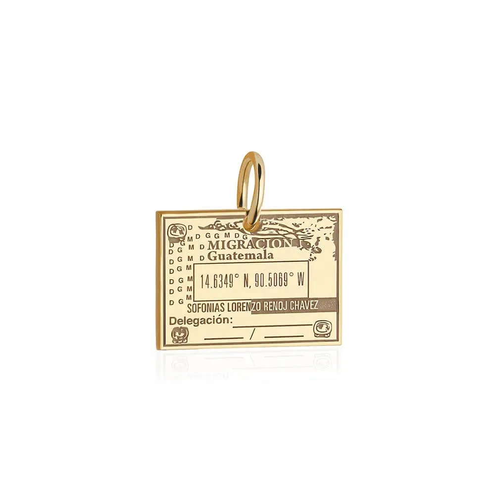 Guatemala Passport Stamp Charm Solid Gold