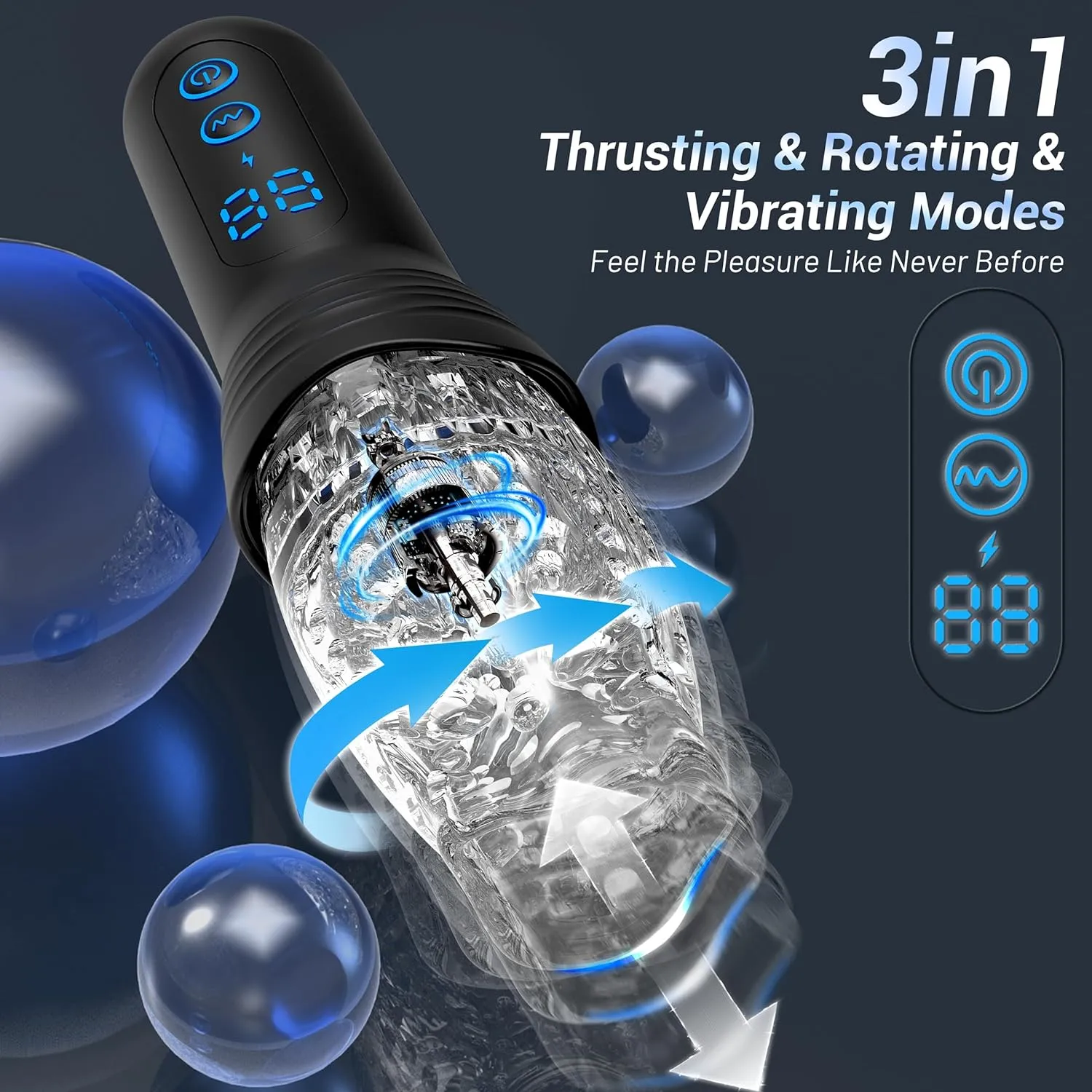 Jayce Automatic Male Masturbator With 9 Thrusting & Rotating & 9 Vibrating Modes - Laphwing