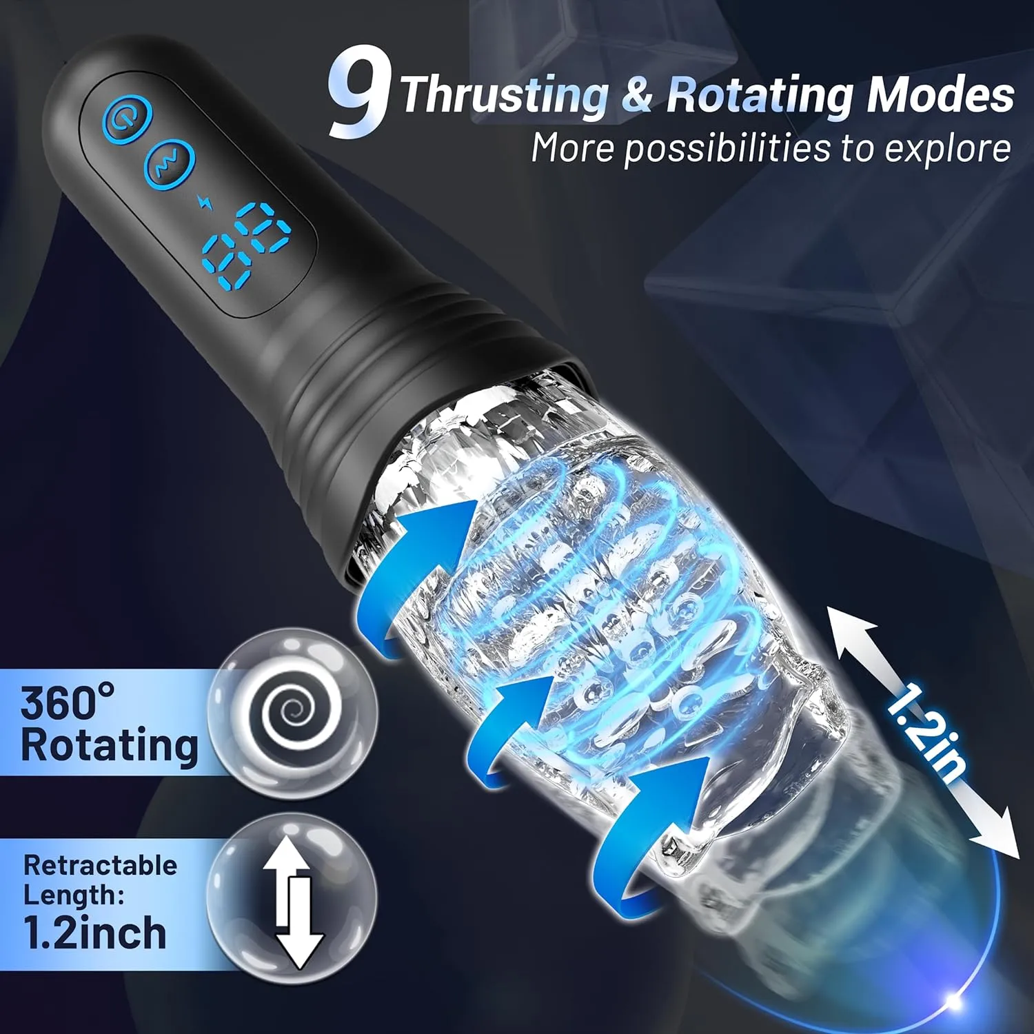 Jayce Automatic Male Masturbator With 9 Thrusting & Rotating & 9 Vibrating Modes - Laphwing