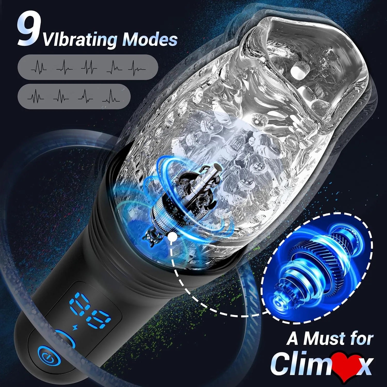 Jayce Automatic Male Masturbator With 9 Thrusting & Rotating & 9 Vibrating Modes - Laphwing