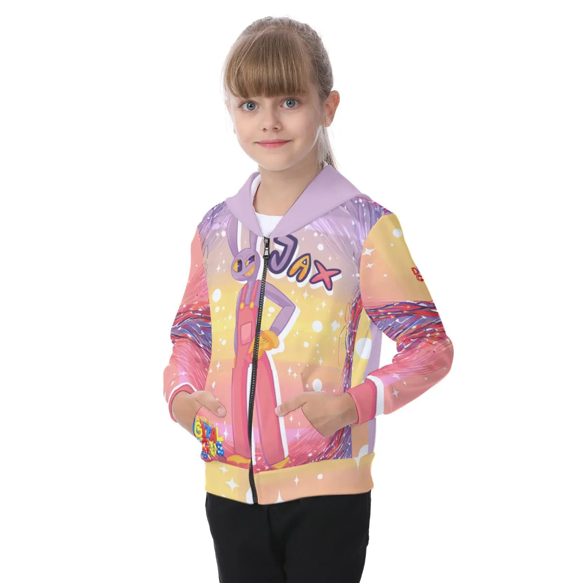 Kid's Amazing Digital Circus Jax Zip-up Hoodie With Patch Pocket