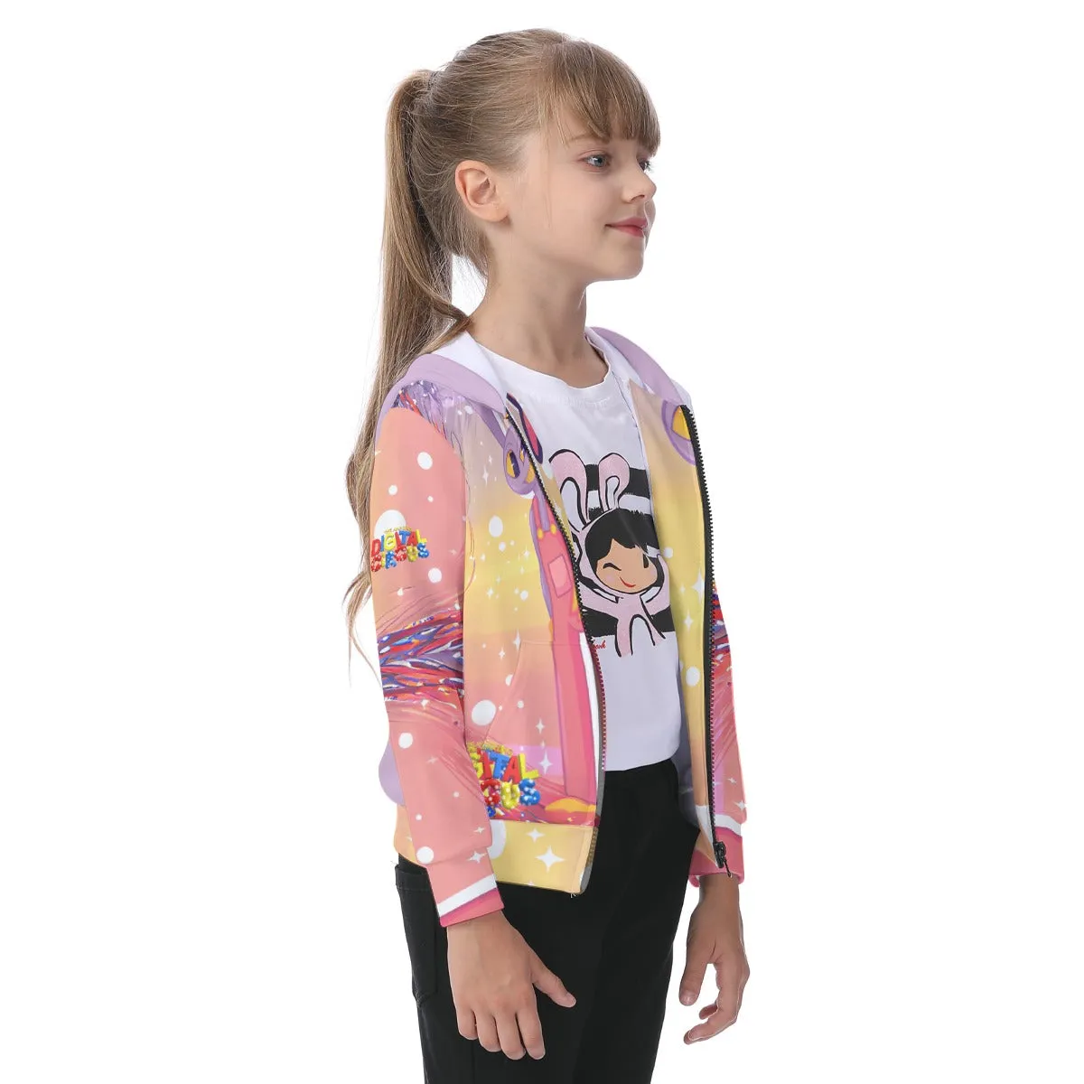 Kid's Amazing Digital Circus Jax Zip-up Hoodie With Patch Pocket