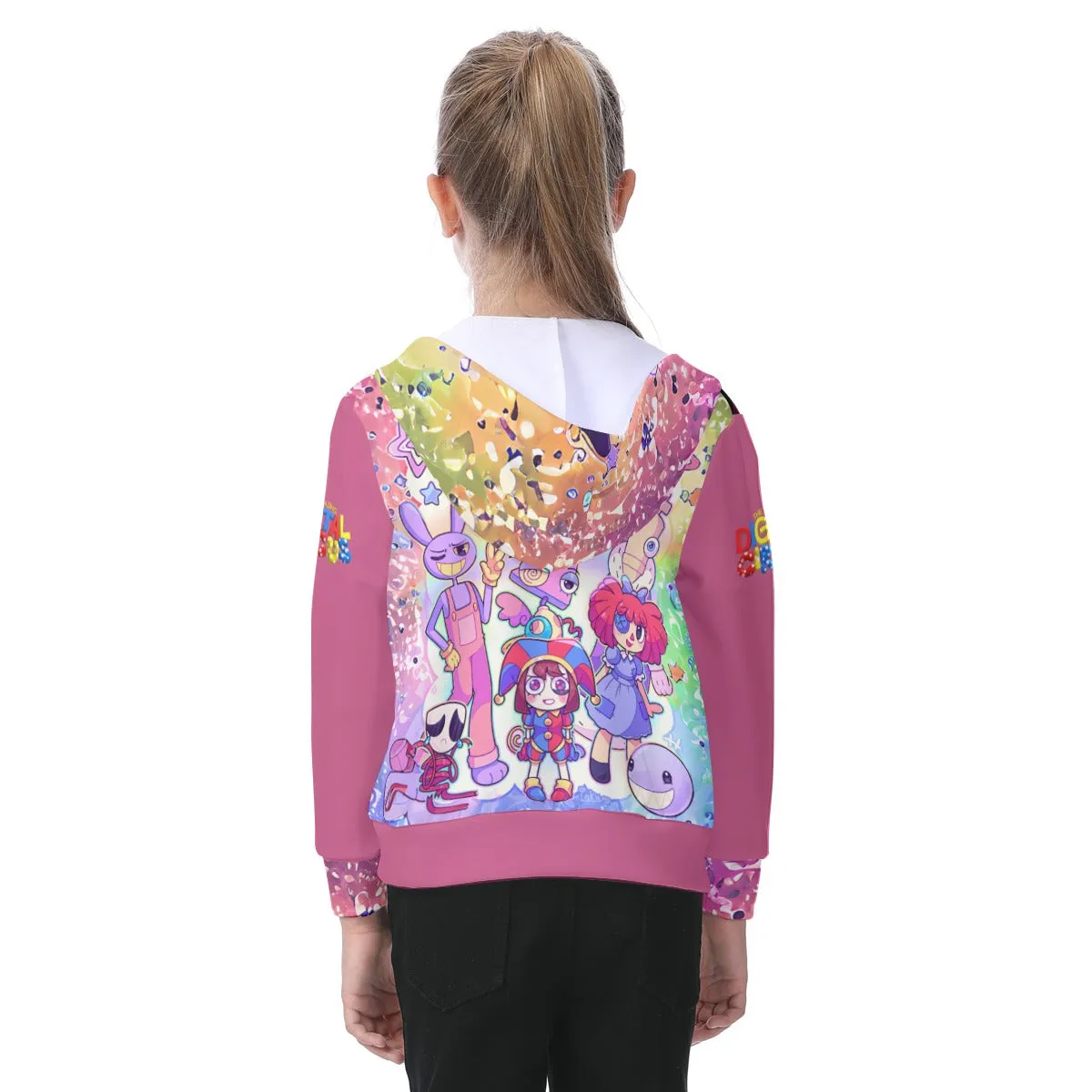 Kid's Amazing Digital Circus Zip-up Hoodie With Patch Pocket