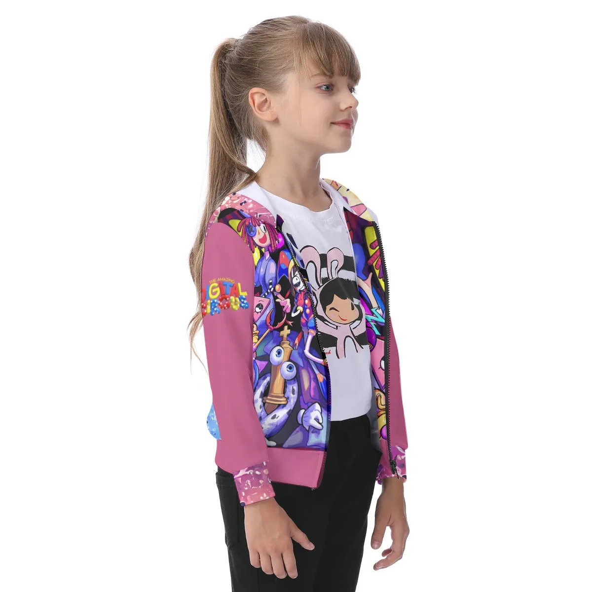 Kid's Amazing Digital Circus Zip-up Hoodie With Patch Pocket