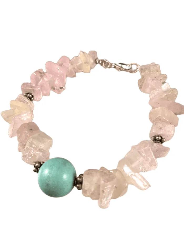 Kunzite and Turquoise Gemstone Beaded Bracelet