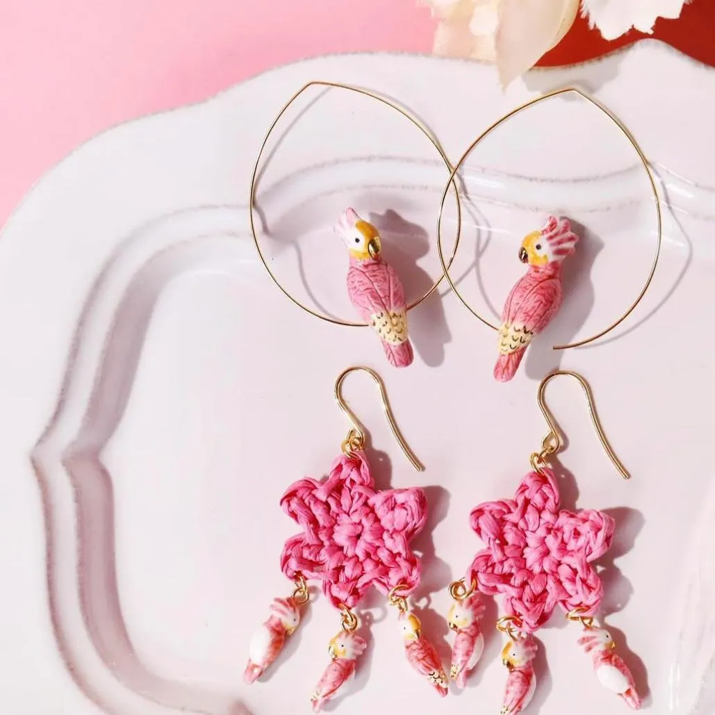 NB -  J759 /J778 SS24 Pink Cockatoo Earrings - Vibration