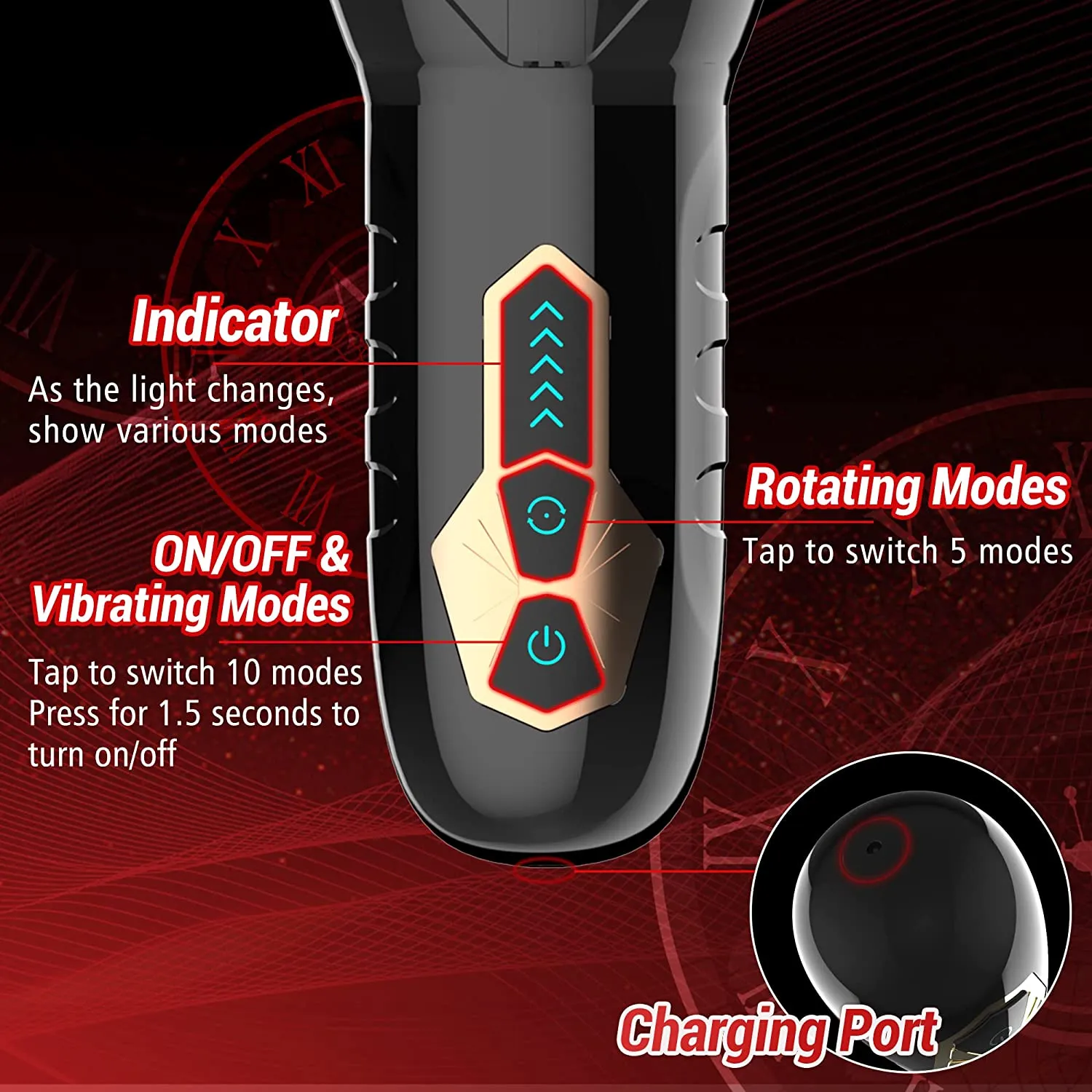 Rocket - Automatic Male Masturbator Blowjob Toy With 5 Rotation Speeds & 10 Vibration Modes - Laphwing