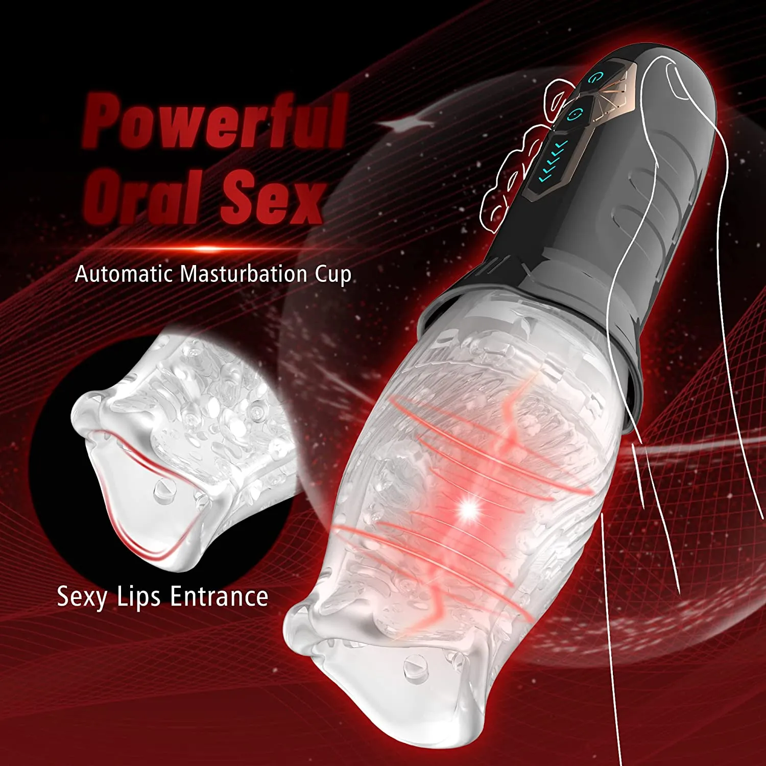 Rocket - Automatic Male Masturbator Blowjob Toy With 5 Rotation Speeds & 10 Vibration Modes - Laphwing