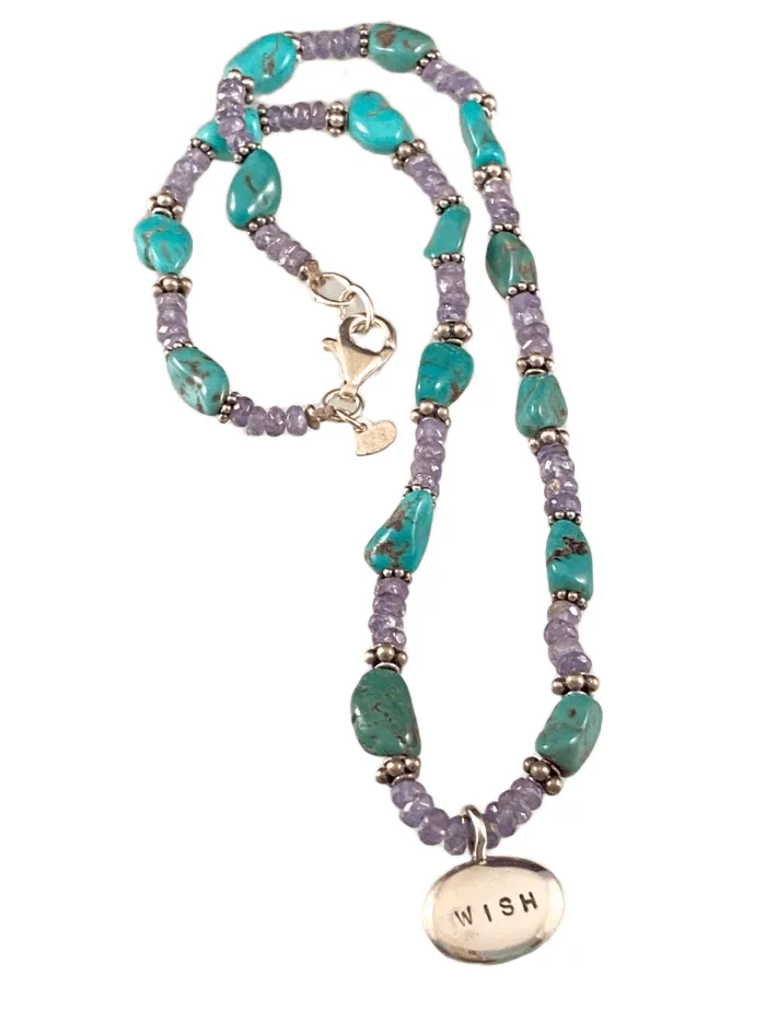 Tanzanite & Turquoise Wish Nugget Beaded Necklace